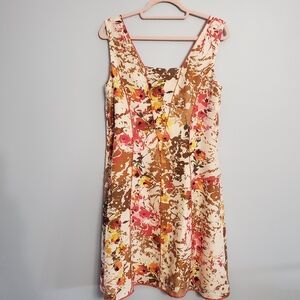 Sundance Woman's Dress 100% Silk Cream And Multicolor Floral Boho Beach Travel 8